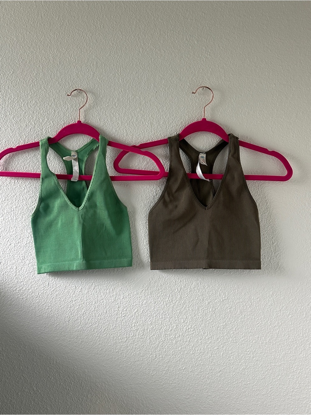Fp Movement green and brown Ribbed Racerback Crop Bralette Pair